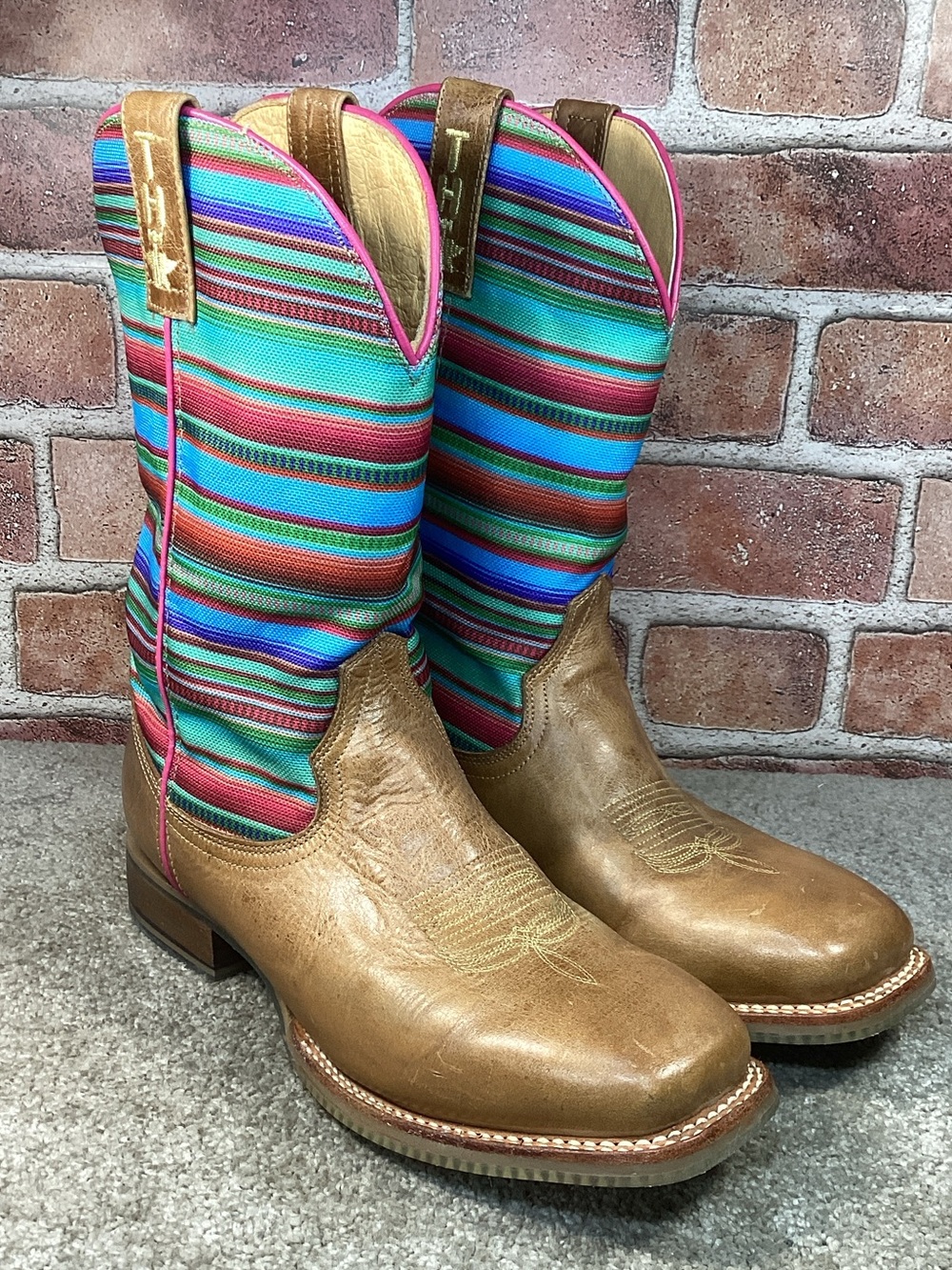 Tin Haul Serape Llama youth western cowboy boots size 7